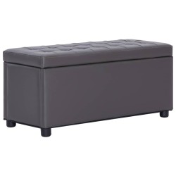 vidaXL Otomana de almacenaje de cuero sintético gris 87,5 cm 