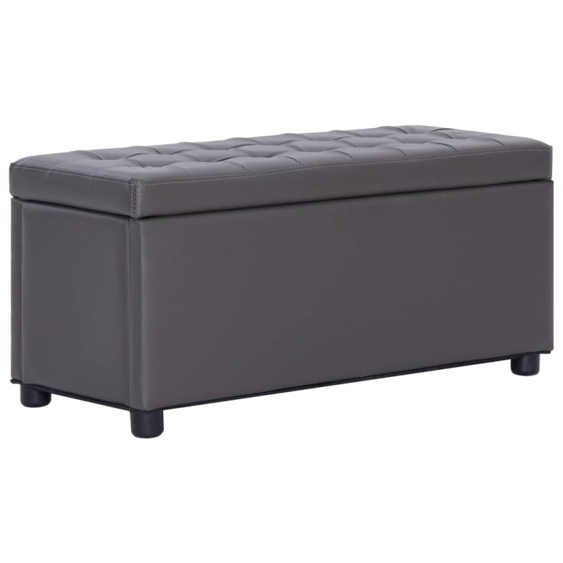 vidaXL Otomana de almacenaje de cuero sintético gris 87,5 cm vidaXL Otomana de almacenaje de cuero sintético gris 87,5 cm