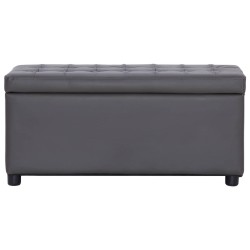 vidaXL Otomana de almacenaje de cuero sintético gris 87,5 cm 