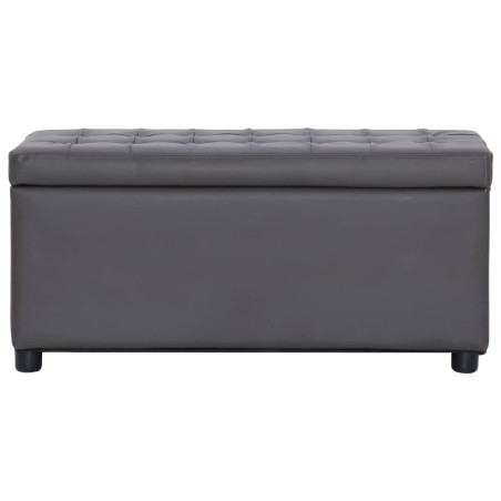 vidaXL Otomana de almacenaje de cuero sintético gris 87,5 cm 