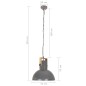 vidaXL Lámpara colgante industrial redonda mango 25 W gris 52 cm E27 vidaXL Lámpara colgante industrial redonda mango 25 W gris 52 cm E27