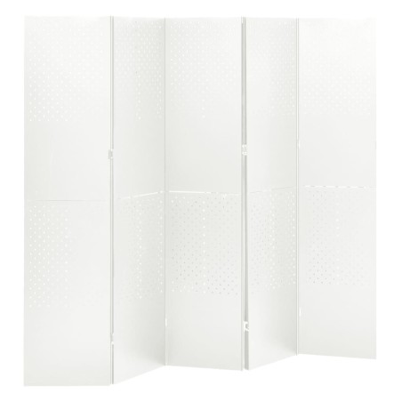 vidaXL Biombo divisor de 5 paneles acero blanco 200x180 cm