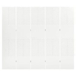 vidaXL Biombo divisor de 5 paneles acero blanco 200x180 cm