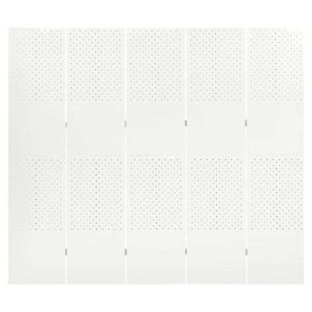 vidaXL Biombo divisor de 5 paneles acero blanco 200x180 cm