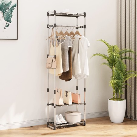 vidaXL Estantería para ropa 3 alturas aluminio plateado 59x29x192 cm