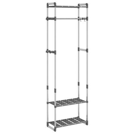 vidaXL Estantería para ropa 3 alturas aluminio plateado 59x29x192 cm