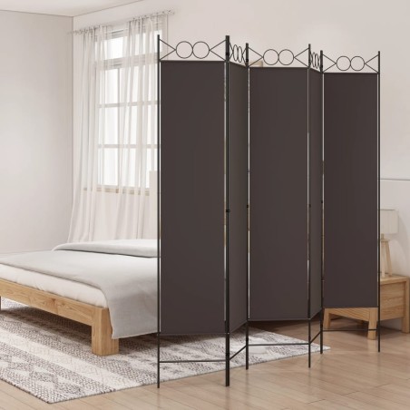 vidaXL Biombo divisor de 5 paneles de tela marrón 200x200 cm