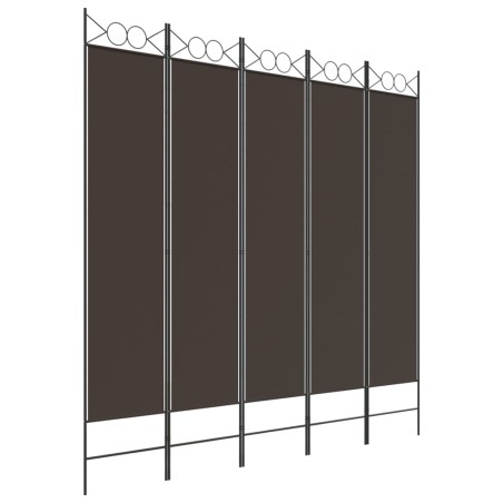 vidaXL Biombo divisor de 5 paneles de tela marrón 200x200 cm