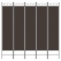 vidaXL Biombo divisor de 5 paneles de tela marrón 200x200 cm vidaXL Biombo divisor de 5 paneles de tela marrón 200x200 cm