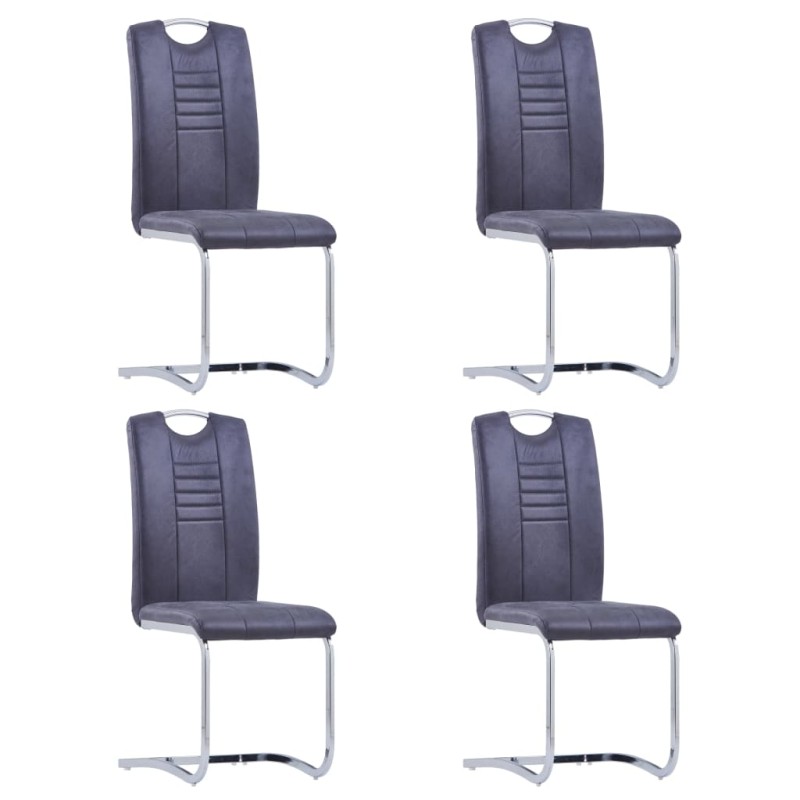 vidaXL Sillas de comedor voladizas 4 uds piel de ante artificial gris vidaXL Sillas de comedor voladizas 4 uds piel de ante artificial gris