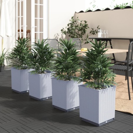 vidaXL Jardineras 4 unidades polipropileno gris claro 30x30x37 cm