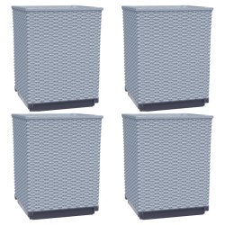 vidaXL Jardineras 4 unidades polipropileno gris claro 30x30x37 cm