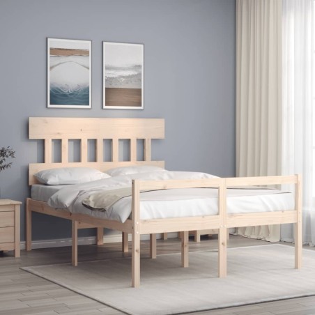 vidaXL Cama para personas mayores con cabecero madera maciza 120x200cm
