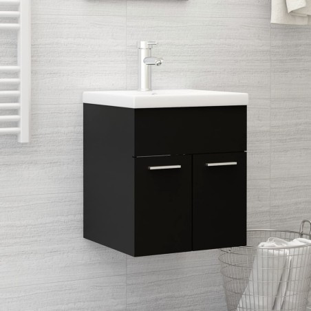 vidaXL Mueble con lavabo madera de ingeniería negro