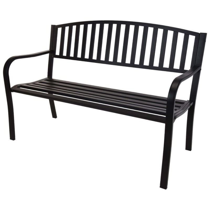 ProGarden Banco de jardín de metal negro 127x50x85 cm ProGarden Banco de jardín de metal negro 127x50x85 cm