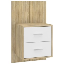 vidaXL Mesita de noche de pared blanco y roble Sonoma