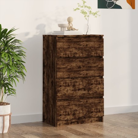vidaXL Aparador madera contrachapada color roble ahumado 60x35x98,5 cm