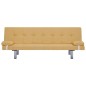vidaXL Sofá cama con dos almohadas de poliéster amarillo vidaXL Sofá cama con dos almohadas de poliéster amarillo
