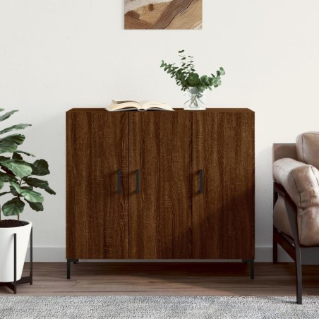 vidaXL Aparador de madera de ingeniería marrón roble 90x34x80 cm