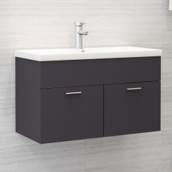 vidaXL Mueble con lavabo madera de ingeniería gris