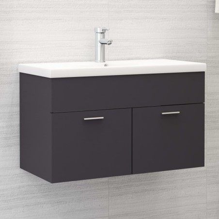 vidaXL Mueble con lavabo madera de ingeniería gris