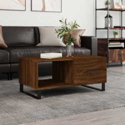 vidaXL Mesa de centro madera contrachapada roble marrón 90x50x40 cm