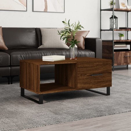 vidaXL Mesa de centro madera contrachapada roble marrón 90x50x40 cm