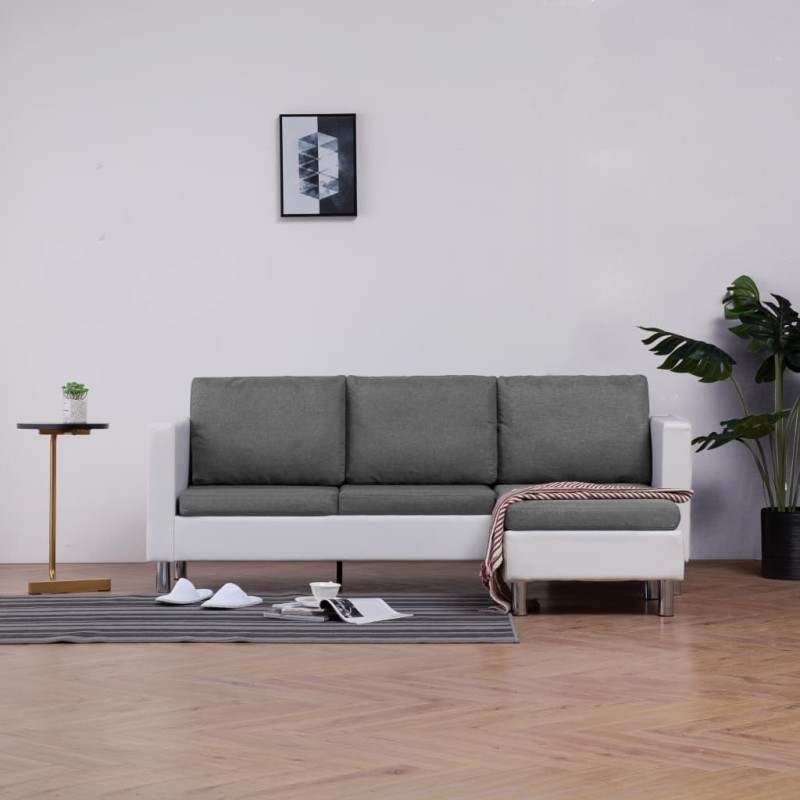 vidaXL Sofá de 3 plazas con cojines cuero sintético blanco vidaXL Sofá de 3 plazas con cojines cuero sintético blanco