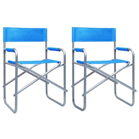 vidaXL Sillas de director 2 unidades acero azul