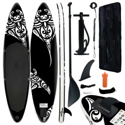 vidaXL Juego de tabla de paddle surf hinchable negro 320x76x15 cm