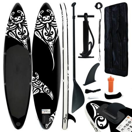 vidaXL Juego de tabla de paddle surf hinchable negro 320x76x15 cm
