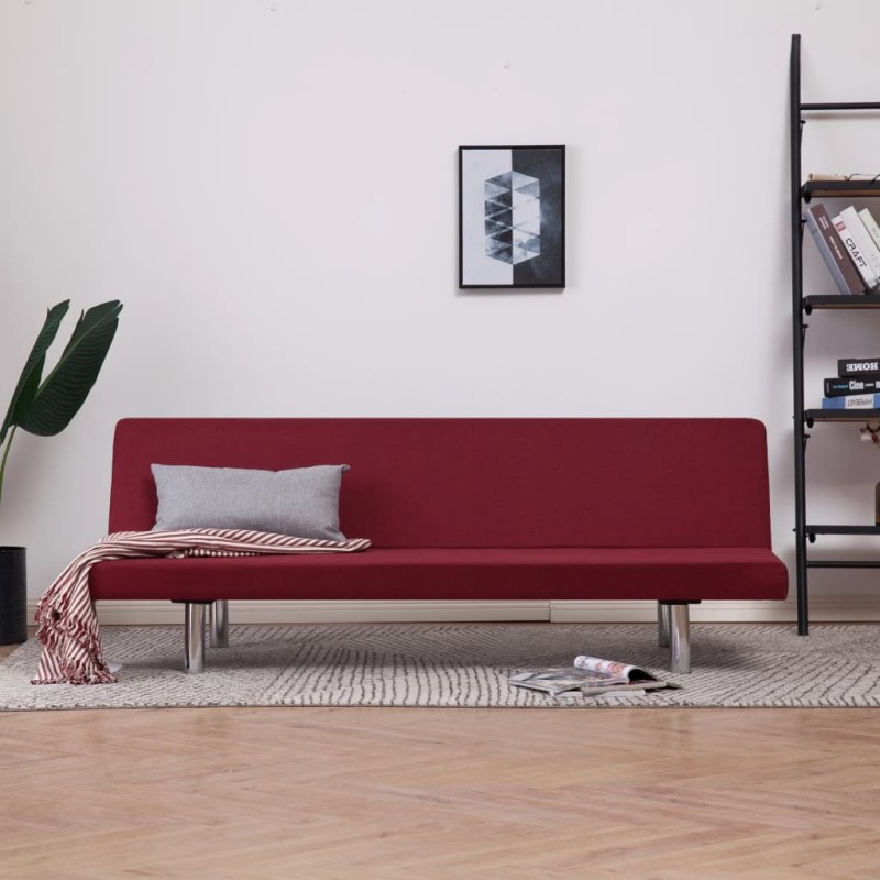 vidaXL Sofá cama de poliéster color vino tinto vidaXL Sofá cama de poliéster color vino tinto