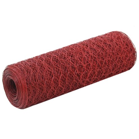vidaXL Alambrada de gallinero acero revestimiento PVC rojo 25x0,5 m