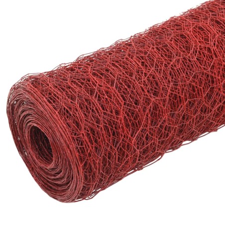 vidaXL Alambrada de gallinero acero revestimiento PVC rojo 25x1,5 m