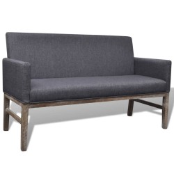 vidaXL Banco con cojín acolchado madera de caucho tela gris oscuro 