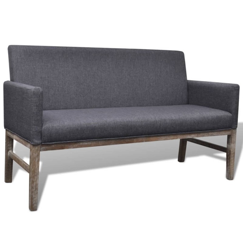 vidaXL Banco con cojín acolchado madera de caucho tela gris oscuro vidaXL Banco con cojín acolchado madera de caucho tela gris oscuro