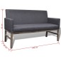 vidaXL Banco con cojín acolchado madera de caucho tela gris oscuro vidaXL Banco con cojín acolchado madera de caucho tela gris oscuro