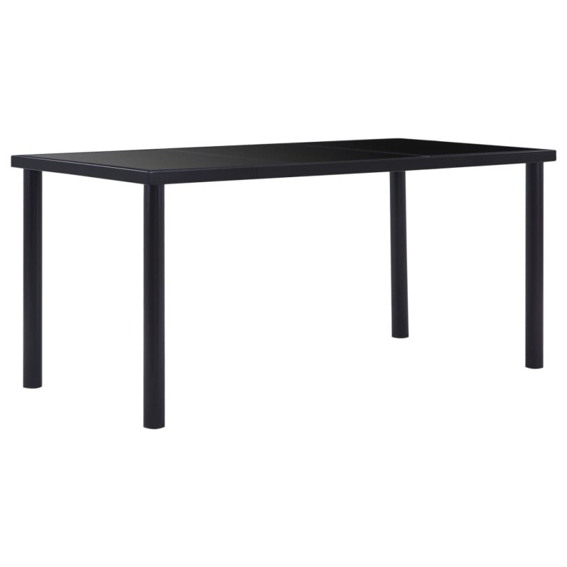 vidaXL Mesa de comedor de vidrio templado negro 160x80x75 cm vidaXL Mesa de comedor de vidrio templado negro 160x80x75 cm