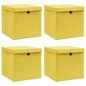 vidaXL Cajas de almacenaje con tapas 4 uds tela amarillo 32x32x32 cm vidaXL Cajas de almacenaje con tapas 4 uds tela amarillo 32x32x32 cm