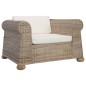 vidaXL Sillón con cojines ratán natural vidaXL Sillón con cojines ratán natural