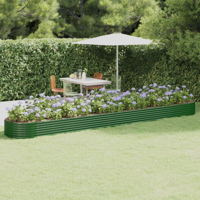 vidaXL Jardinera arriate acero recubrimiento polvo verde 544x100x36 cm vidaXL Jardinera arriate acero recubrimiento polvo verde 544x100x36 cm