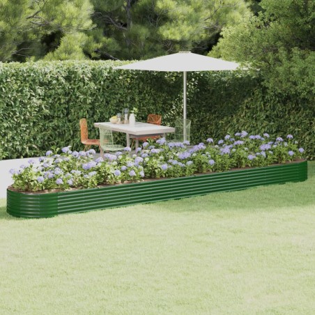 vidaXL Jardinera arriate acero recubrimiento polvo verde 544x100x36 cm