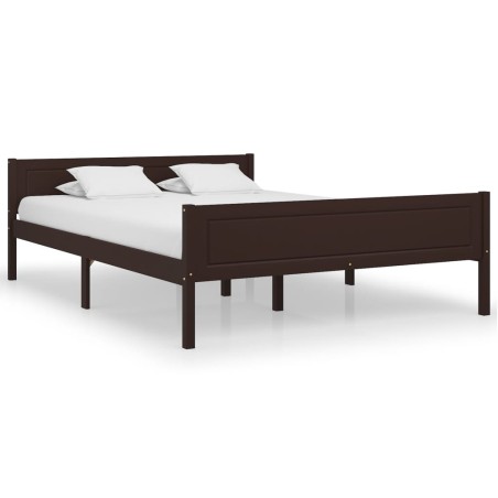 vidaXL Estructura de cama madera maciza pino marrón oscuro 120x200 cm