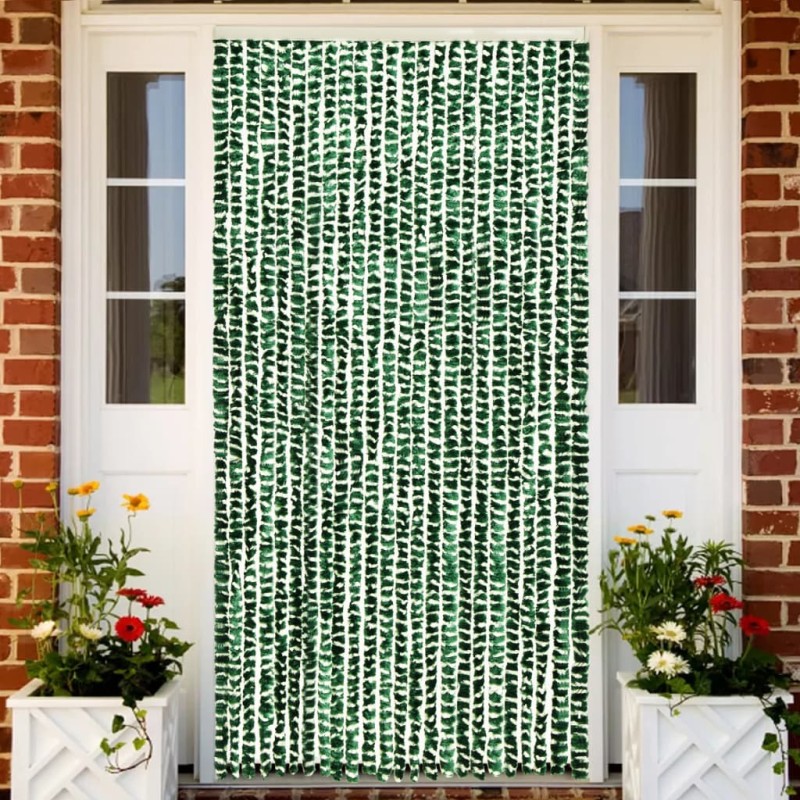 vidaXL Cortina mosquitera chenilla verde y blanco 100x220 cm vidaXL Cortina mosquitera chenilla verde y blanco 100x220 cm