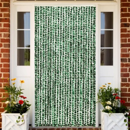 vidaXL Cortina mosquitera chenilla verde y blanco 100x220 cm