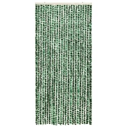 vidaXL Cortina mosquitera chenilla verde y blanco 100x220 cm