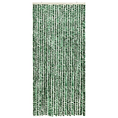 vidaXL Cortina mosquitera chenilla verde y blanco 100x220 cm