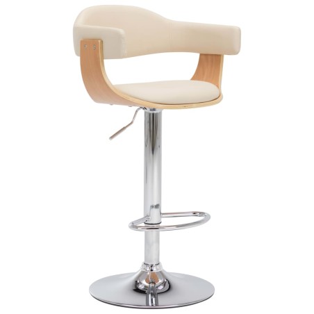 vidaXL Taburetes de cocina 2 uds madera curvada cuero sintético crema