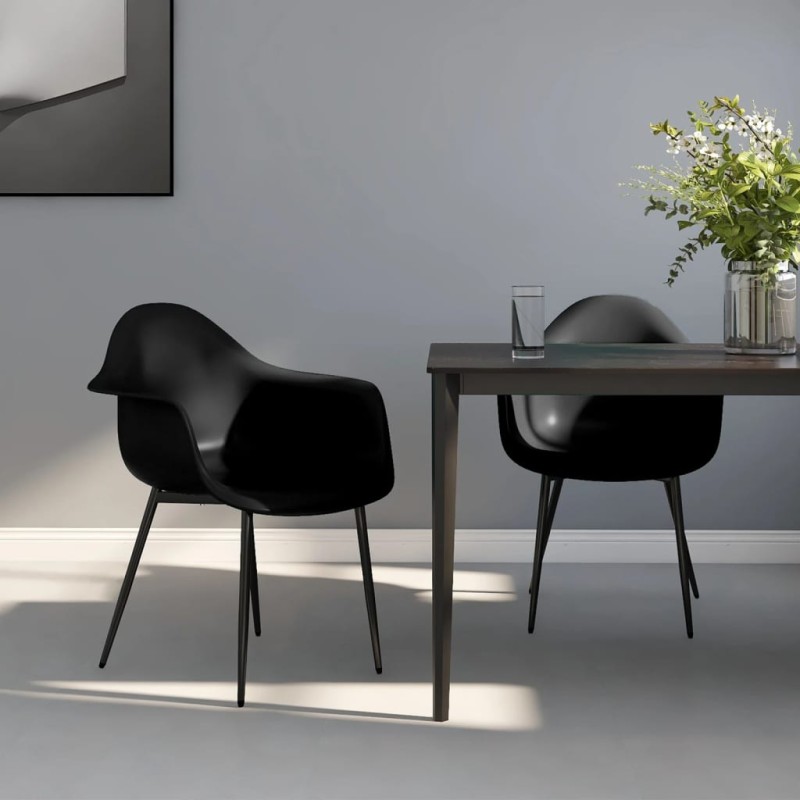 vidaXL Sillas de comedor 2 unidades negras PP vidaXL Sillas de comedor 2 unidades negras PP