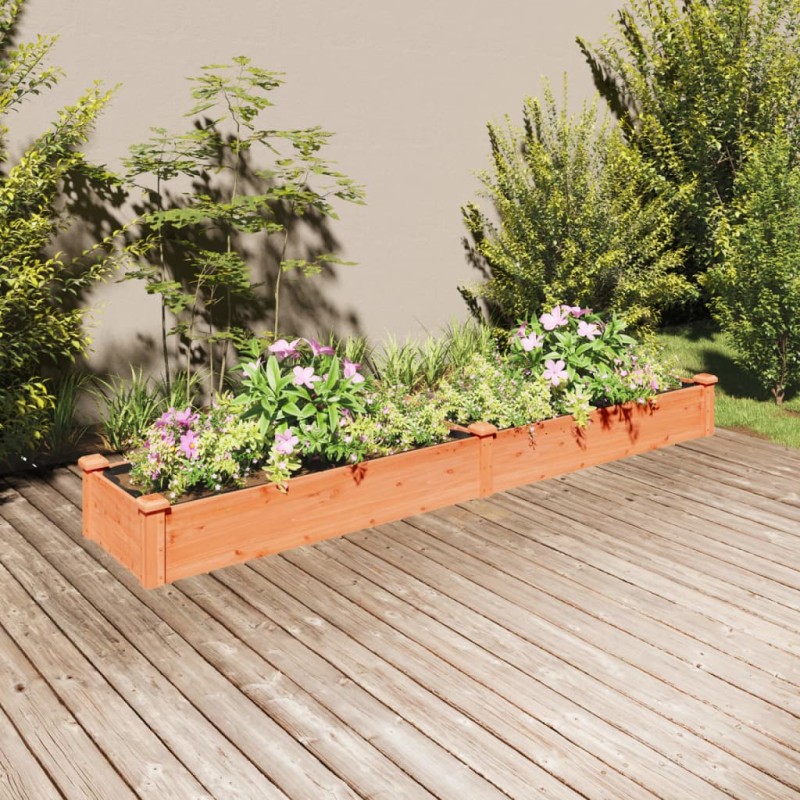 vidaXL Jardinera arriate con forro madera abeto marrón 240x45x25 cm vidaXL Jardinera arriate con forro madera abeto marrón 240x45x25 cm